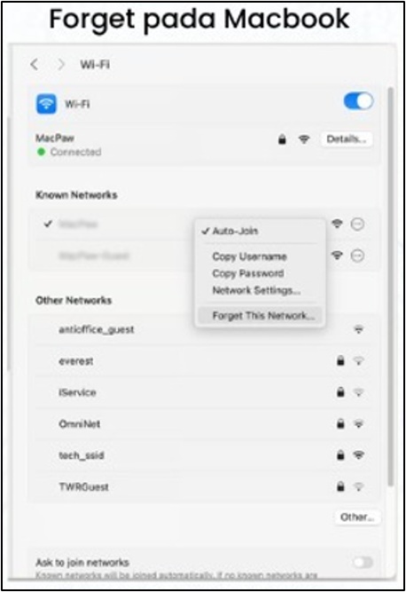 Forget Network MacBook