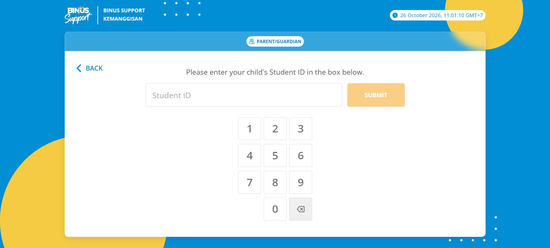 Input Student ID Orang Tua