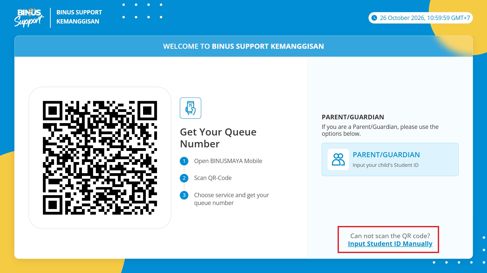 Menu Input Student ID Manually